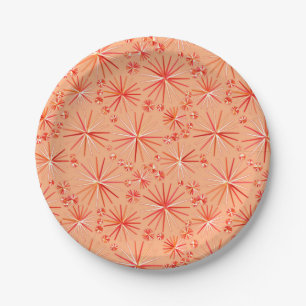 Assiettes En Carton Motif Spoutnik du milieu du siècle, nuances de cor