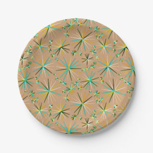 Assiettes En Carton motif Spoutnik du milieu du siècle, Taupe Tan