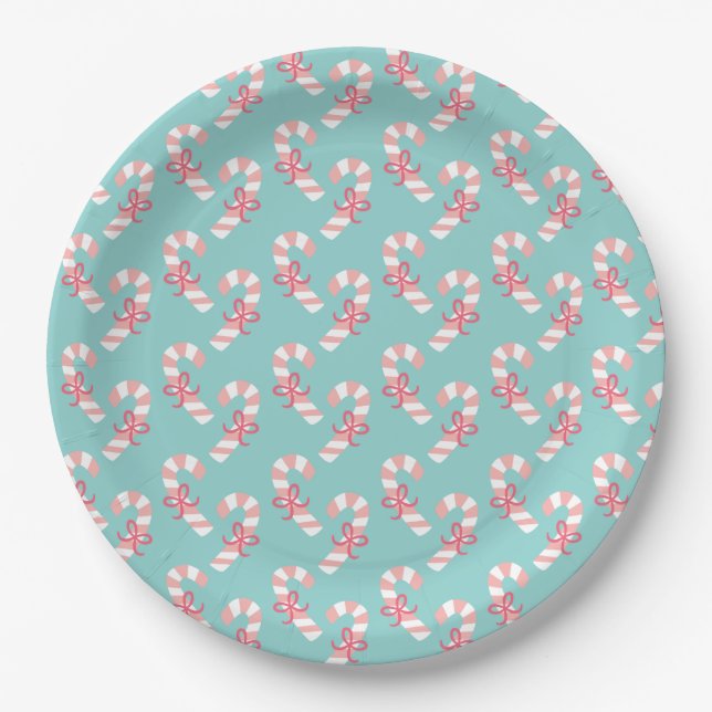 Assiettes En Carton Motif Sucre de canne rose mignon - Aqua Blue Chris (Devant)