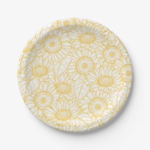 Assiettes En Carton Motif Sunny Sunflower