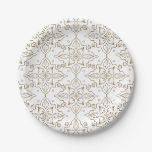 Assiettes En Carton Motif symétrique orné avec des motifs floraux