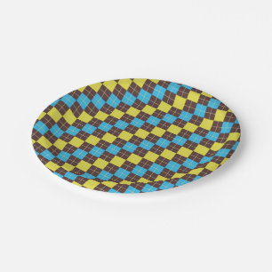 Assiettes En Carton Motif Tartan Écossais des Années 70