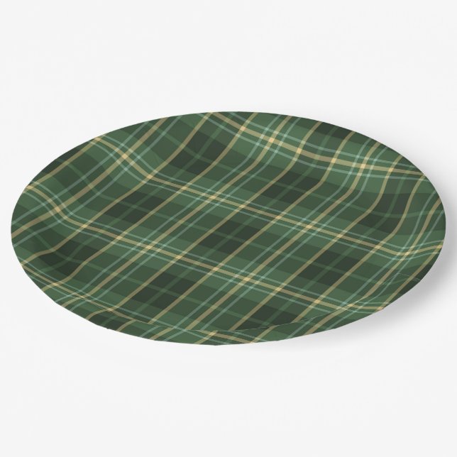 Assiettes En Carton Motif tartan russe plaid Noël (Angle)