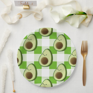 Assiettes En Carton Motif Tartan vert et blanc