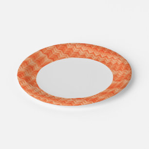 Assiettes En Carton motif textile de zigzag abstrait rouge