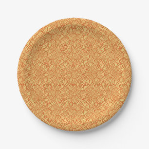 Assiettes En Carton Motif tourbillon japonais - mandarine et orange cl