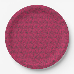 Assiettes En Carton Motif traditionnel africain noir rose