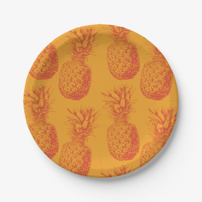 Assiettes En Carton Motif transparent avec ananas (Devant)