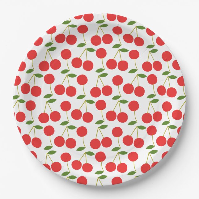 Assiettes En Carton Motif très rouge cerise (Devant)