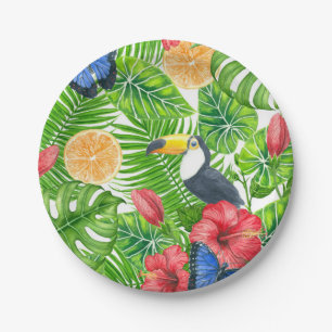 Assiettes En Carton Motif tropical