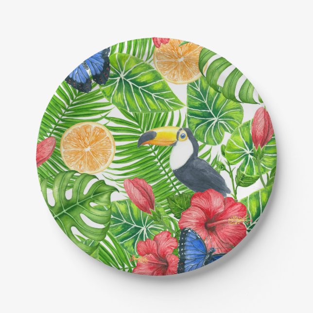 Assiettes En Carton Motif tropical (Devant)