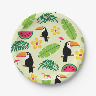 Assiettes En Carton Motif tropical d'été de toucan