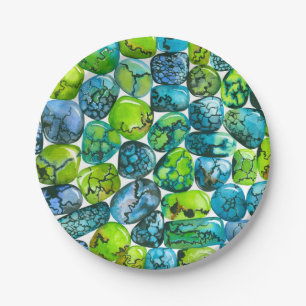 Assiettes En Carton Motif turquoise