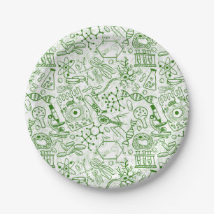 Assiettes En Carton Motif vert de biologie