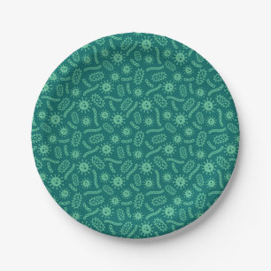 Assiettes En Carton Motif vert de microbes