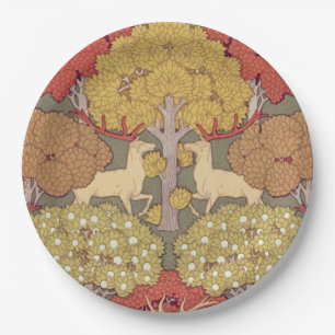 Assiettes En Carton Motif Vert Sauge Forêt Cerf Stag Vintage