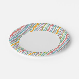 Assiettes En Carton Motif vertical des bandes Abstraites