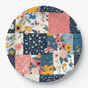 Assiettes En Carton Motif vintage à écailles florales (4)
