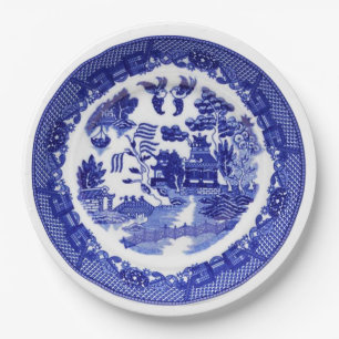 Assiettes En Carton Motif Vintage de l'antiquité Blue Willow vers 179