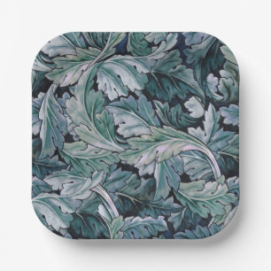Assiettes En Carton Motif vintage feuille d'acanthe bleue de William M