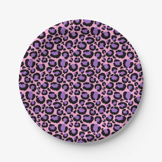 Assiettes En Carton Motif Violet Pink Cheetah Leopard Amoureux des ani (Devant)