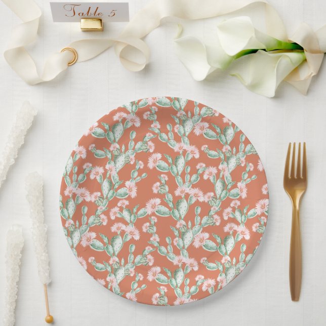 Assiettes En Carton Motif Wild Cactus (Mariage)