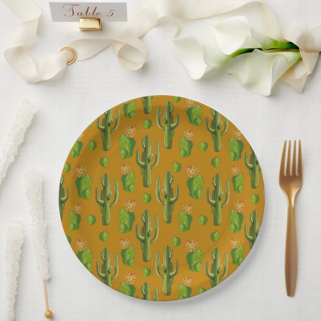 Assiettes En Carton Motif Wild Cactus (Mariage)