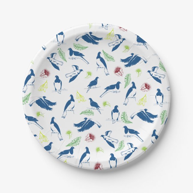 Assiettes En Carton Motif Wood Pigeon Kereru (Devant)
