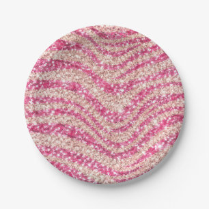 Assiettes En Carton Motif zèbre paillettes rose blush féminin