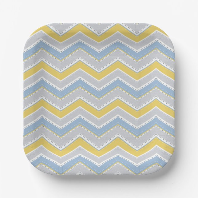 Assiettes En Carton Motif Zigzag (Recto)
