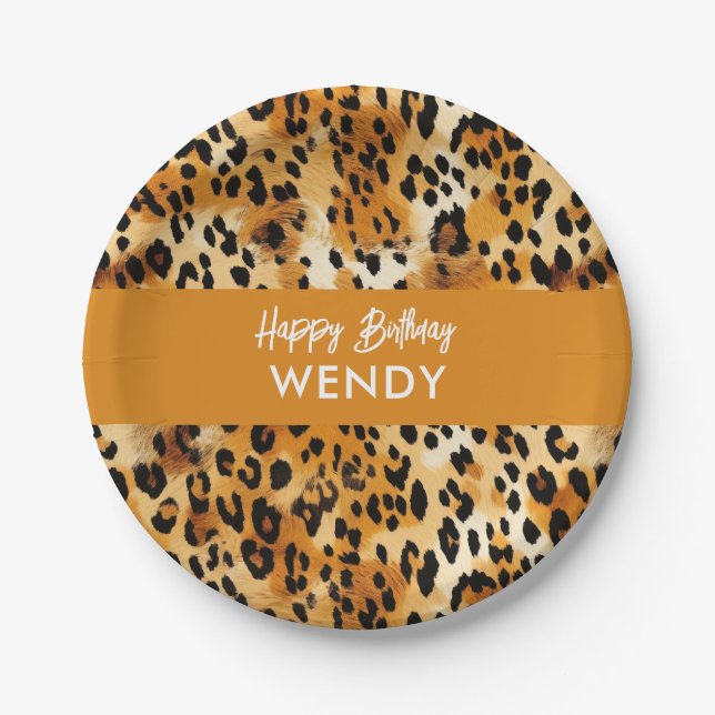 Assiettes En Carton Motifs de fourrure de Safari Animaux Leopard ou Ch (Devant)