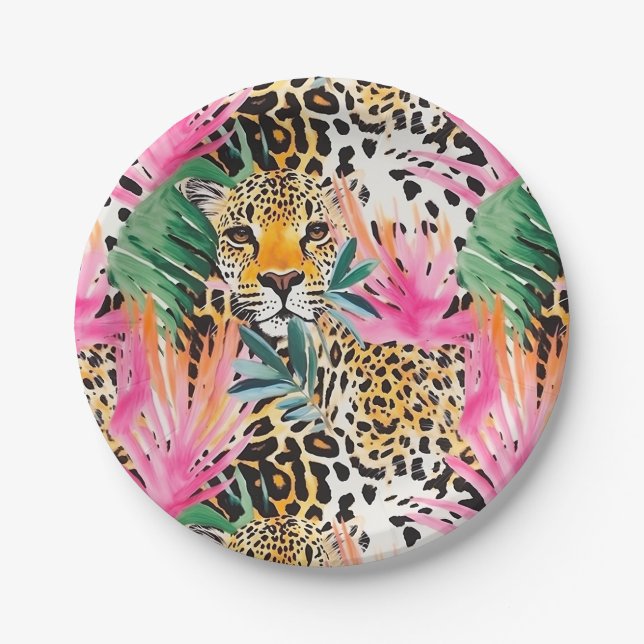 Assiettes En Carton Motifs Leopard  pour animaux Safari (Devant)