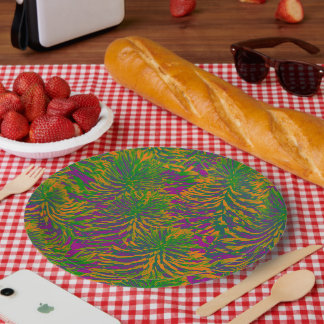 Assiettes En Carton Motifs plantes dans les couleurs