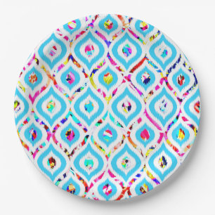 Assiettes En Carton Motifs zigzag abstraits colorés mignons