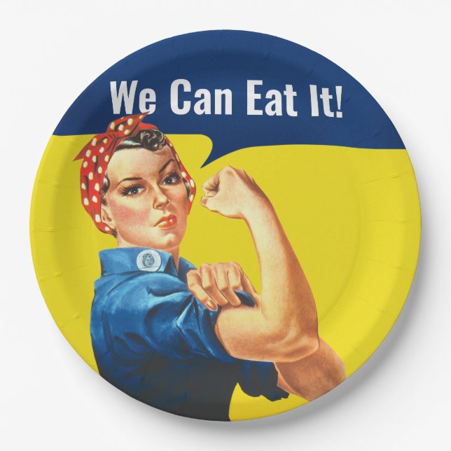 Assiettes En Carton Motiver le plaisir "Rosie le Riveter" "Nous pouvon (Devant)