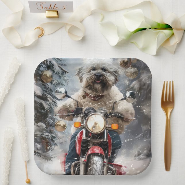 Assiettes En Carton Moto à chiens Havanais Noël (Mariage)