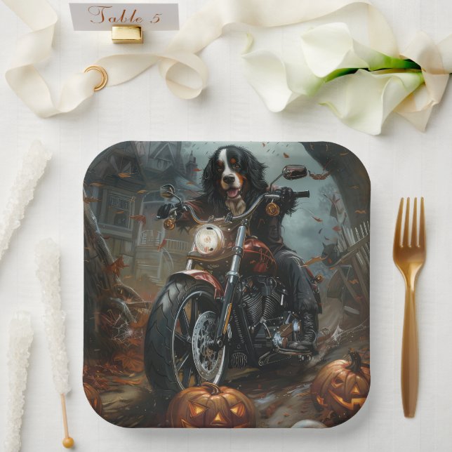 Assiettes En Carton Moto bernois d'équitation Halloween effrayant (Mariage)