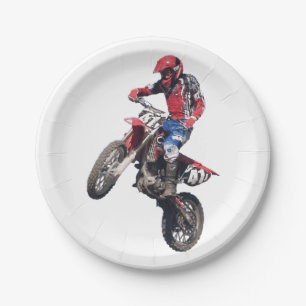 Assiettes En Carton Moto Cross Terre Rouge