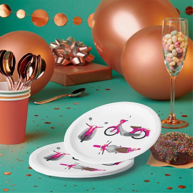Assiettes En Carton Moto rose (Créateur téléchargé)
