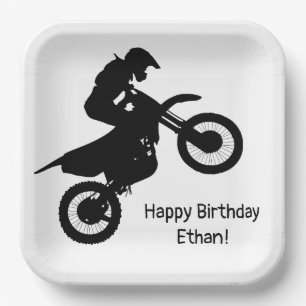 Assiettes En Carton Motocross Dirt Bike Personnalisé Anniversaire
