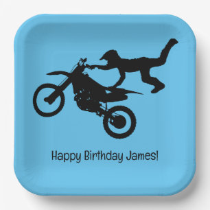 Assiettes En Carton Motocross Dirt Vélo Anniversaire Plaques papier