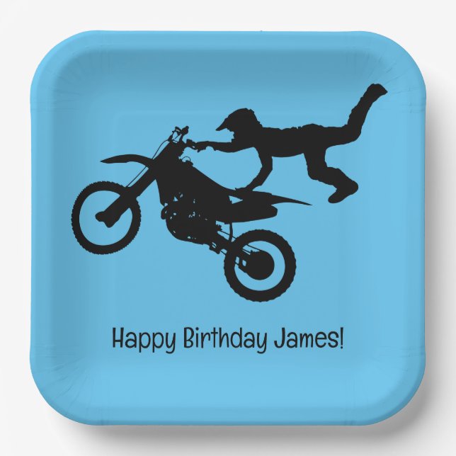 Assiettes En Carton Motocross Dirt Vélo Anniversaire Plaques papier (Recto)