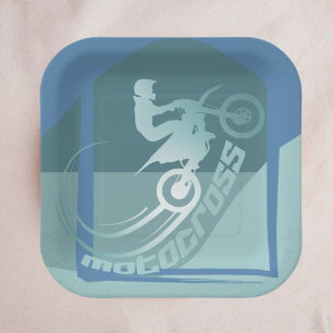 Assiettes En Carton Motocross dirtbike moto-x fête d'anniversaire