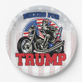 Assiettes En Carton Motocyclette Patriotique Président TRUMP