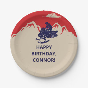 Assiettes En Carton Motoneige Hiver Thématique Garçons fête d'annivers