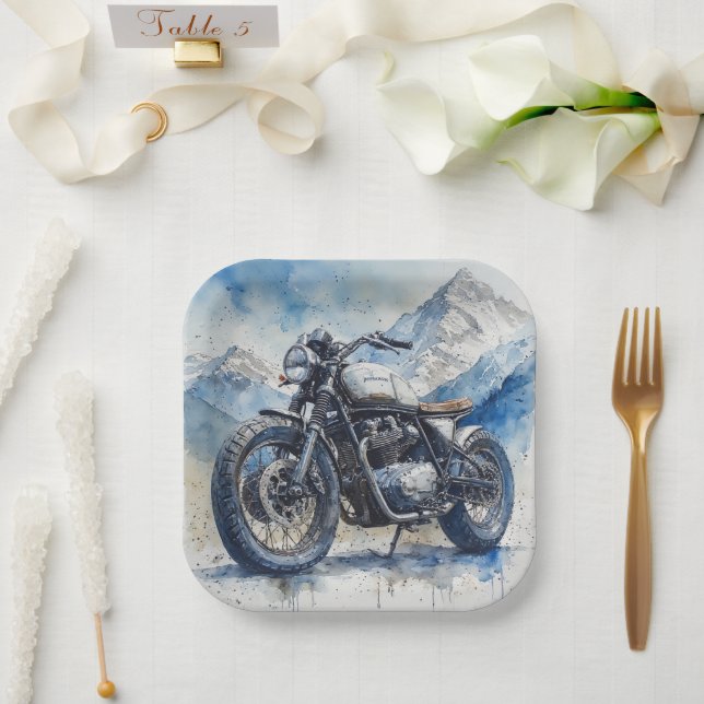 Assiettes En Carton MOTORCYCLE Birthday or Shower  (Mariage)