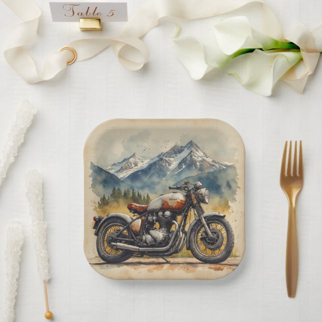 Assiettes En Carton MOTORCYCLE Birthday or Shower  (Mariage)
