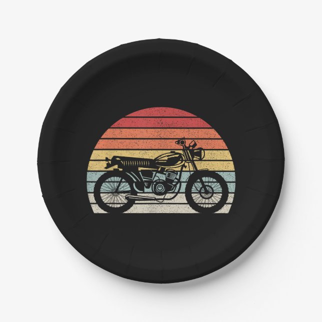 Assiettes En Carton Motorcycle vintage (Devant)