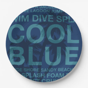 Assiettes En Carton Mots d'été au bord de la piscine et Palm Tree