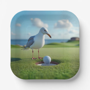 Assiettes En Carton Mouette avec une balle de golf en un trou